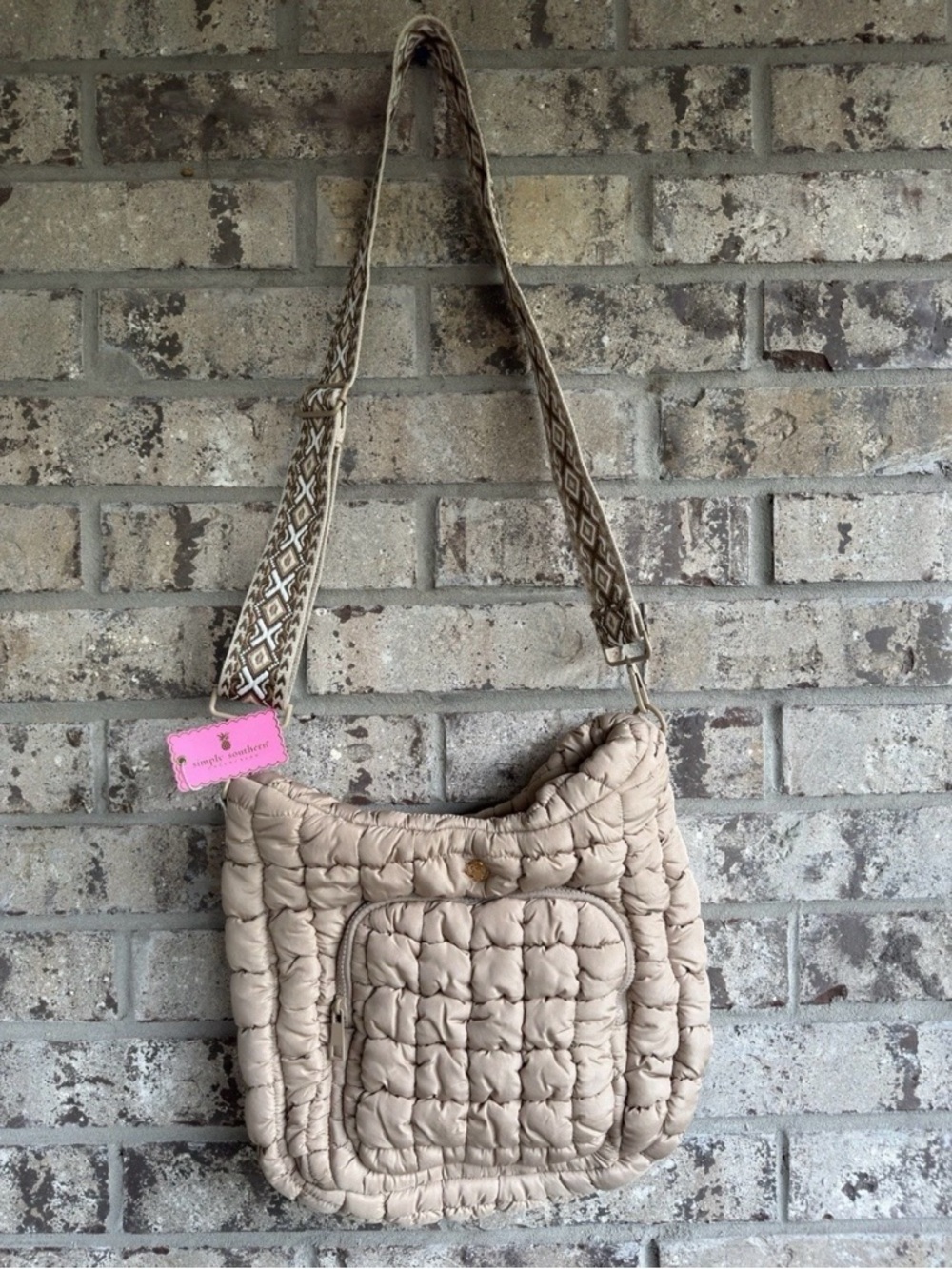 Simply Southern Quilted Puff Crossbody/Shoulder Bag MOCHA